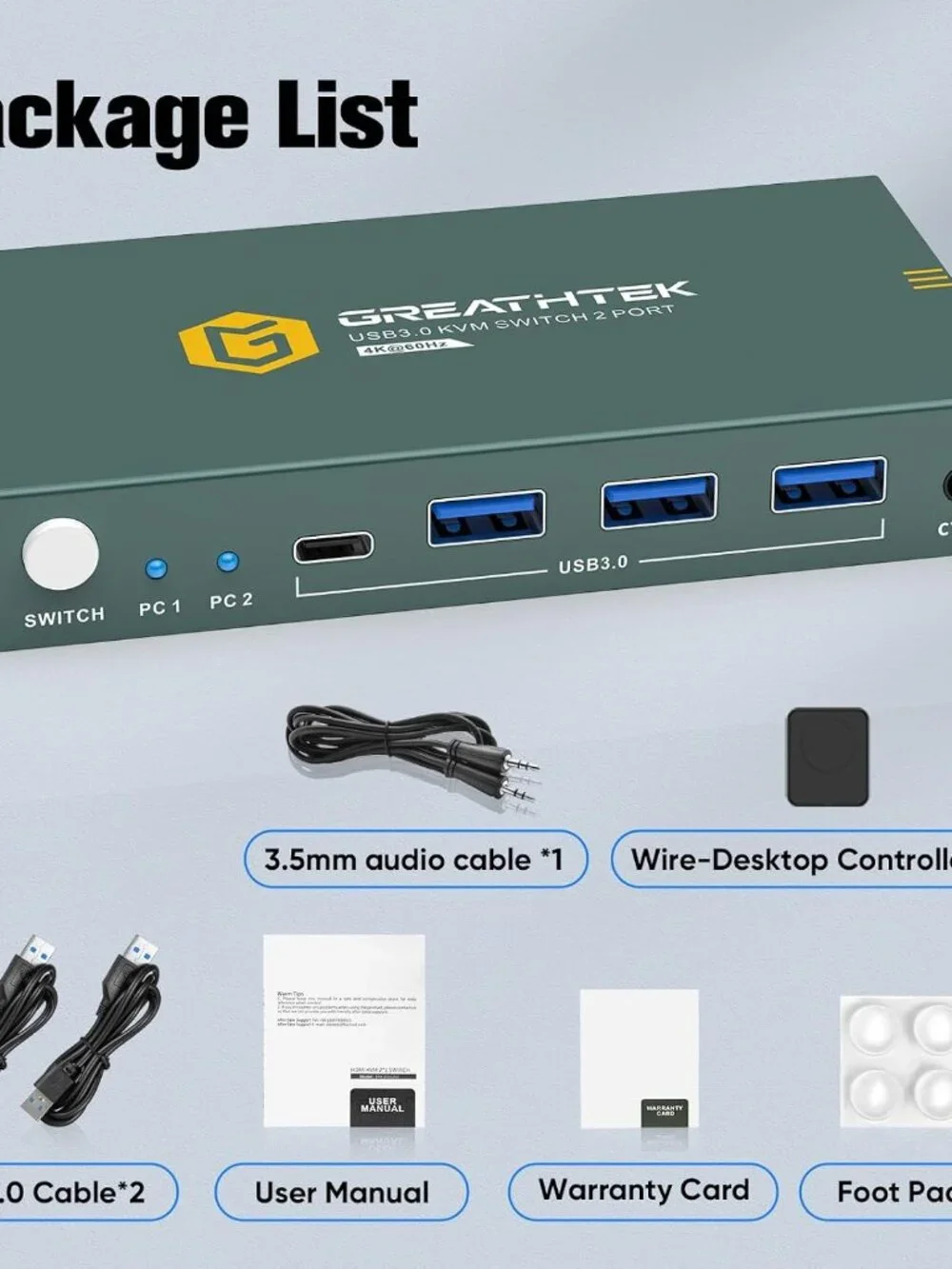 (NEW) HDMI KVM Switch 1 Monitor 2 Computers 4K@60HZ 2 Port KVM Switcher